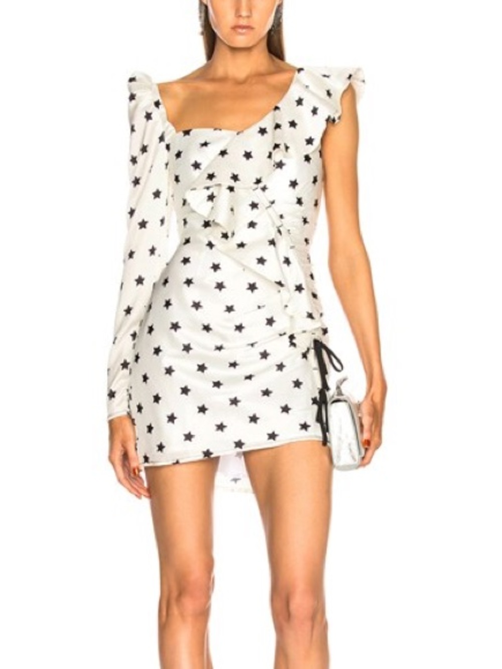 Self-Portrait Printed Star Frill White/Black Dress 6
